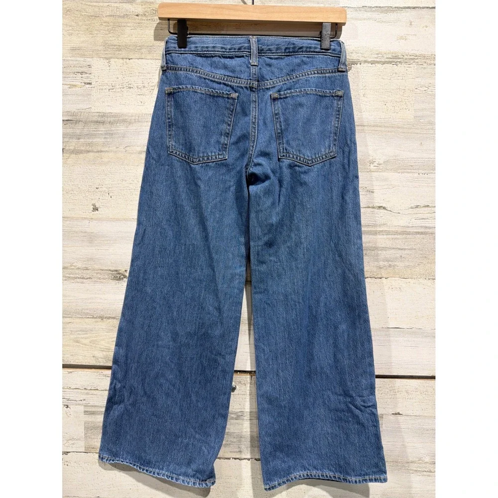 Old Navy Super Baggy Wide Leg Jeans Girls 10 Blue High Rise Denim Skater EUC